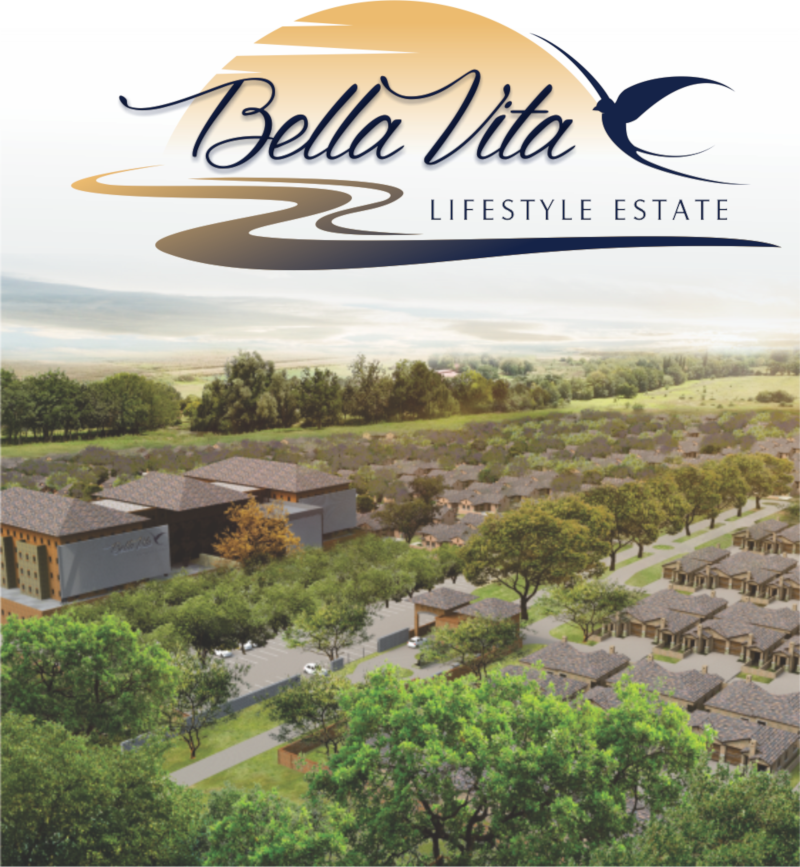 A perspective of Bella Vita Lifestyle Estate showing the frail care centre and the houses and nature in the distance